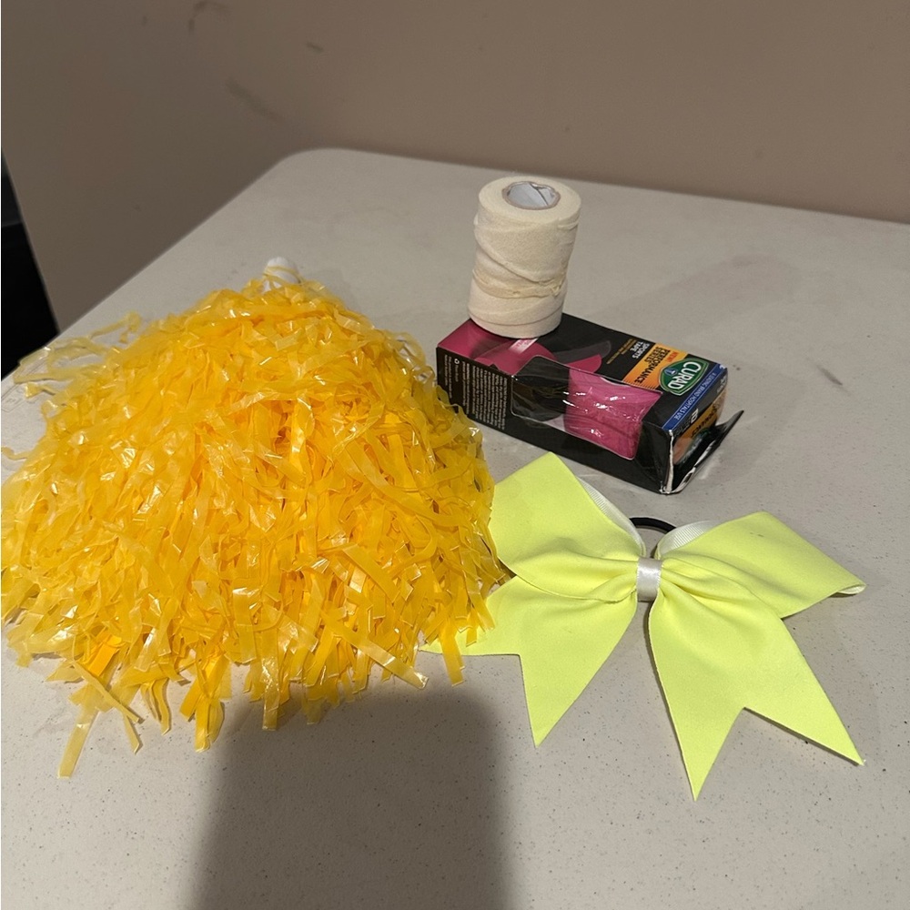 Yellow Pom-Pom and Neon Bow Set